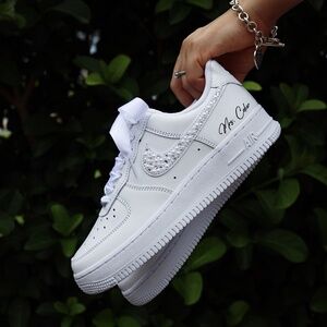 Wedding Sneakers for the Bride Personalized Air Force 1 with Rhinestones & Peals